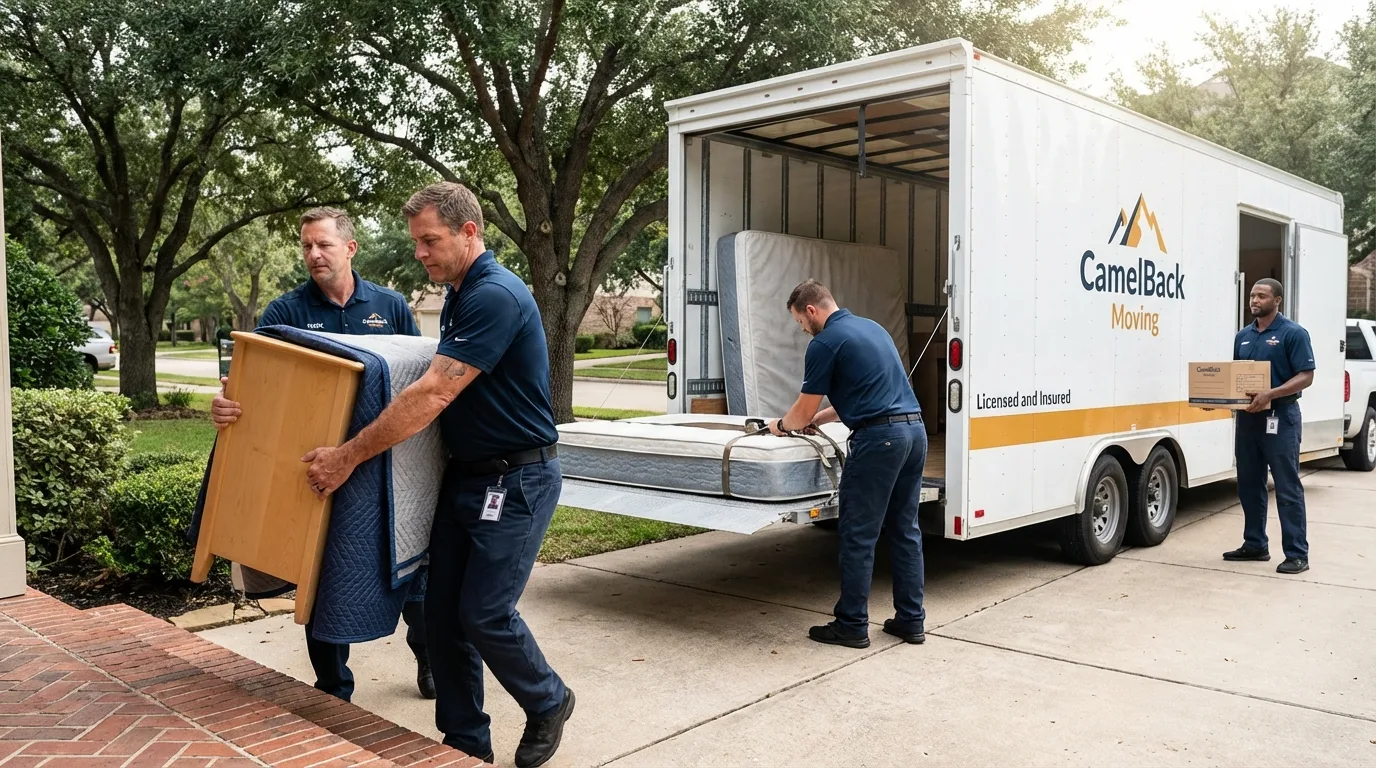 Crew loading residential truck for cross-state move from Hopkinton, MA
