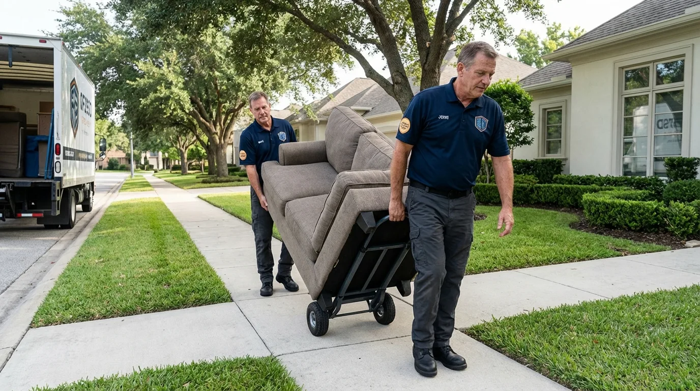 Local residential moving crew loading furniture in Hopkinton, MA